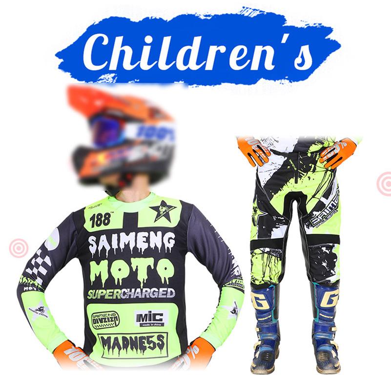 Motocross Gear Set for Kids Youth Jersey Pant Kits Child Green Motorcycle Black 3 4 5 6 7 8 9 10 Year Off-road Suit Blue Orange Enduro Cross Boy Girl