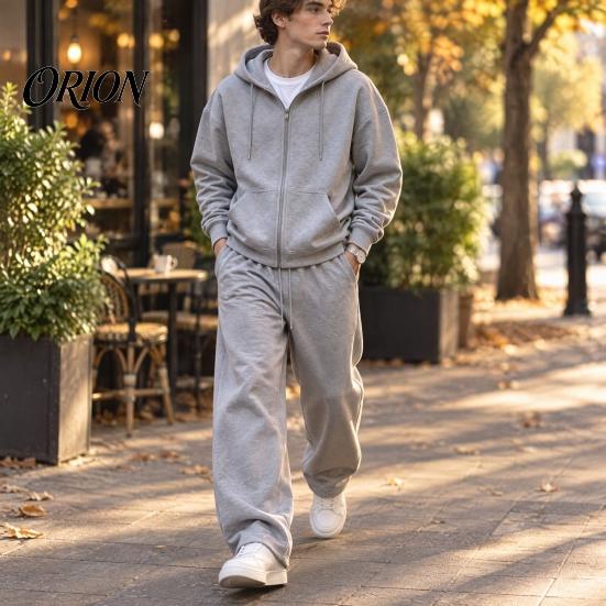 Casual Loungewear for Men Tracksuit 2 Pieces Set, Hoodie Coat Drawstring Sweatpants Breathable Sportswear Outdoor Activities Workout Outfit,
