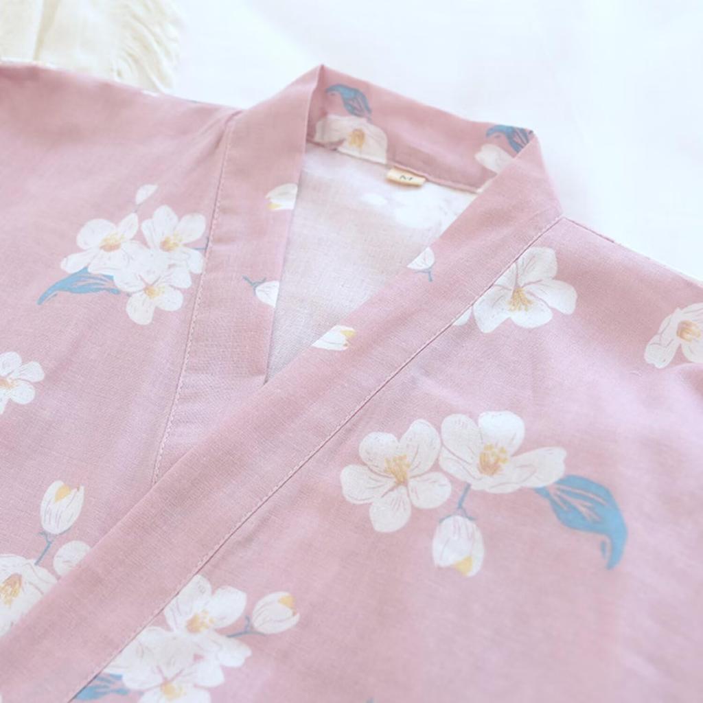 Floral Front Washable Summer Kimono [SISOFTLY] Women's Jinbei, Pattern, 100% Cotton, 2-Piece Set, 3/4 Sleeves, Opening, Samue, Cute, Yukata, Women's,