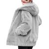 Fall Winter Women Jacket Thick Plush Solid Color Hooded Warm Windproof Soft
