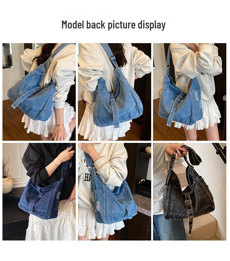 2025 Vintage Denim Crossbody Shoulder Bag - Trendy, Large Capacity, Casual Versatile Tote for Women