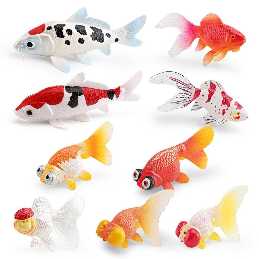 Ornamental Fish Model: Red-crowned Crane & Skygazer Dragon with Water-bubble Eye Shubunkin Goldfish Koi