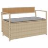 Garden Bench with Storage Space and Cushions Beige Poly Rattan