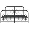 Metal Bed Frame with Headboard and Footboard Black 135x190 Cm