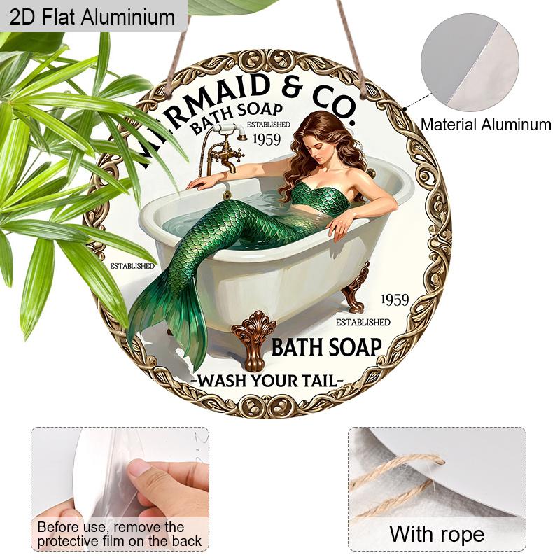 2D Flat aluminum Bathroom decor Metal signs Bathroom wall art, Vintage bathroom artwork, Rustic farmhouse wall decor, Waterproof wall art for