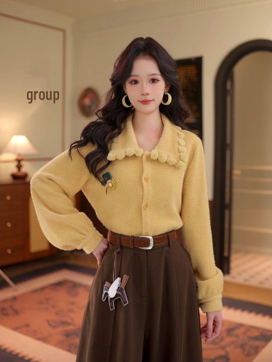 Zhang Jiayuan Women s Winter Warm Thickened Long Sleeve Lapel Shirt #G14888 Small бежевый