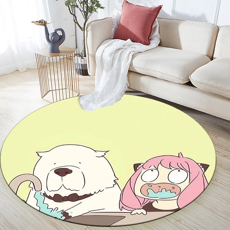 Spy X Family Round Area Rug,Carpet Rug for Living Room Bedroom Sofa Playroom Decor,Non-slip Floor Mat