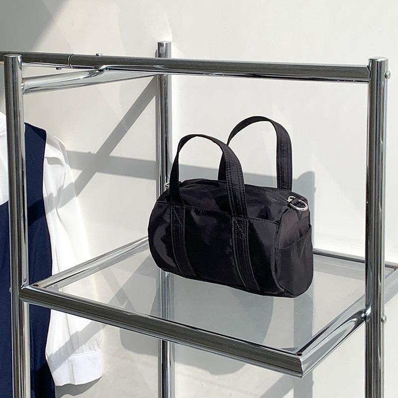 Silver Nylon Single Crossbody Bag Summer Women's Casual Shoulder Tote Bag Cylinder Versatile Highend Fashionable Niche Handbag