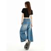High Waist Calf-Length Denim Pants Women'S Retro Washed Harajuku Wide Leg Jeans Casual Loose Y2K Streetwear Mid Long Denim Jeans