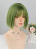 Zielona peruka Cosplay syntetyczne peruki odporne na ciepło 10-calowe krótkie peruki z grzywką prosta peruka Lolita Halloween z grzywką dla kobiet odporna na ciepło