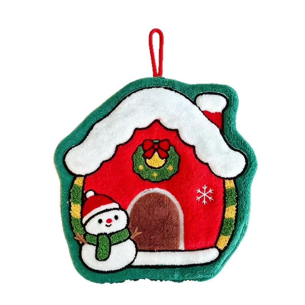 Quick-drying Christmas Tree Hand Towel Absorbent Santa Claus Handkerchief Xmas Decor