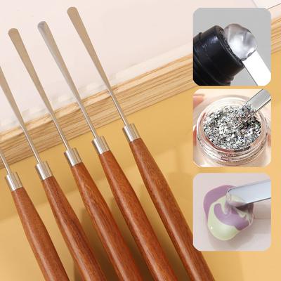 Nagelgel-Mischstab, Edelstahlspatel mit Holzgriff zum Mischen von Gel-Nagellack, Make-up und Grundierung