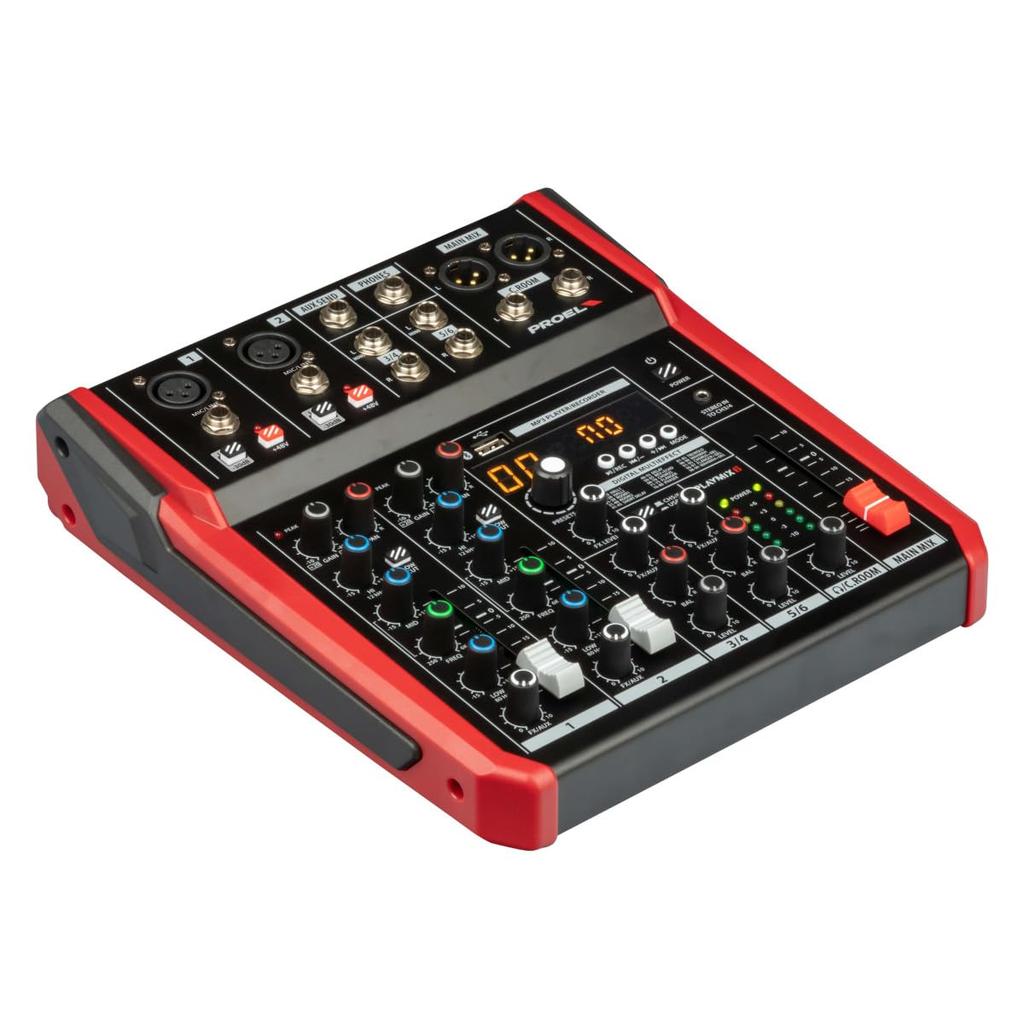PROEL PLAYMIX6 JP Compact Mixer with 100 Digital MP3 Recording and and Audio Interface Functions 6-Channel 24-bit Audio, Built-in Effects, Playback,