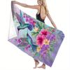 Tropical Hummingbird Beach Towel Quick Dry Microfiber Sand Free Washable for Summer Pool Travel
