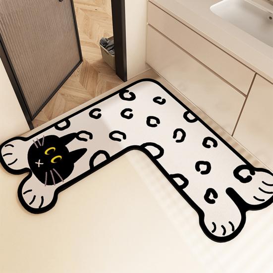 Diatom Mud Floor Mat Cartoon Animal Shape L-Shaped Design Water Absorbent