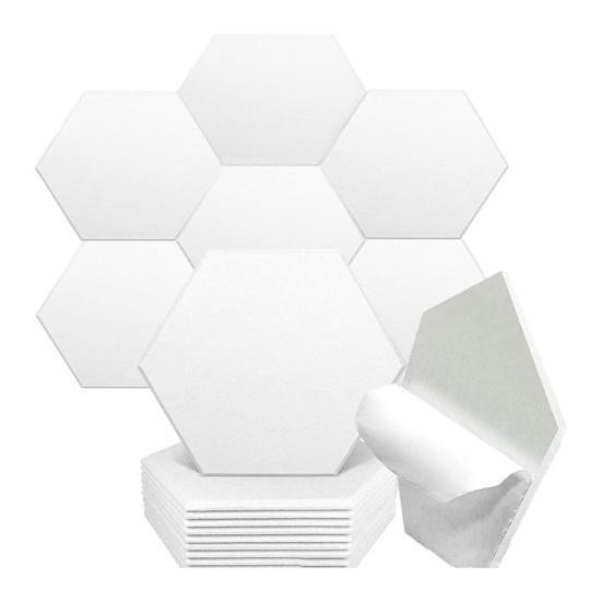12Pcs Hexagon Soundproof Wall Panel Self-Adhesive Sound Absorbing High Density Thick Acoustic Foam Panel Home Studio Noise Reduction Wall Panel