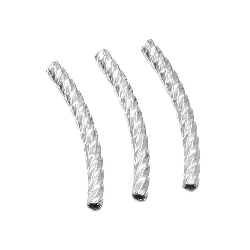 18K Gold Plated Stainless Steel Embossed Colorfast Faceted Tube Beads for DIY Jewelry