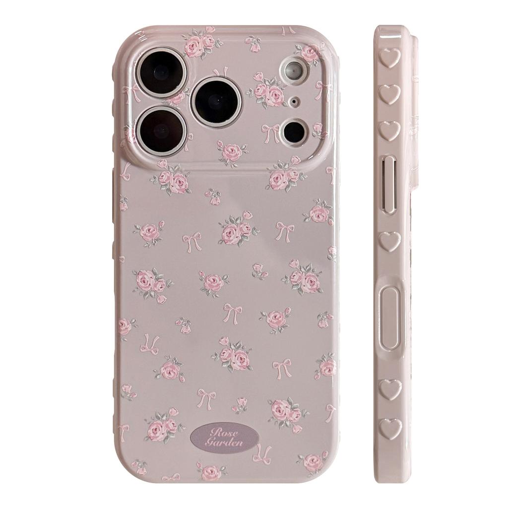 Frosted Crushed Rose Flower Case Suitable for Apple 17 Pro Max, iPhone 16, Beautiful 1513, Anti-drop 14