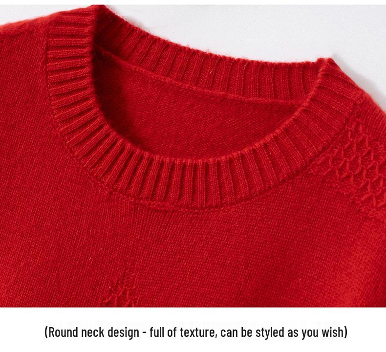 Luksuriøs Dame Cashmere Rund Hals Sweater - Løs, Alsidigt Strikwear til Efterår/Vinter