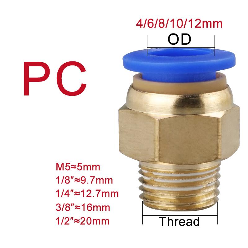 Pneumatic Air Connector Fitting PC/PCF/SL/PB/PL 4mm 6mm 8mm 10mm 12mm Thread M5 3/4' 1 2 Way Hose Fittings Pipe Quick Connectors car Pressure
