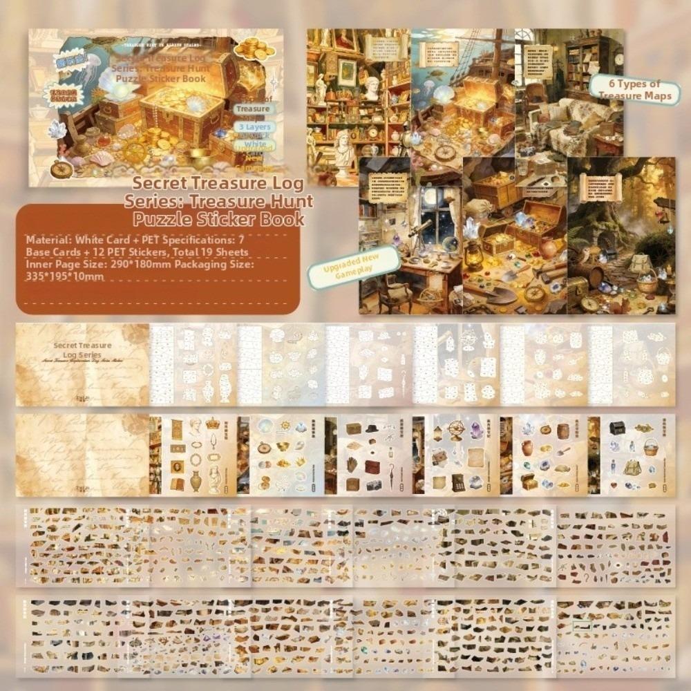Hidden Scene Design 3D Sticker Book Treasure Hunt Theme Puzzle Sticker Book for Boys Girls A