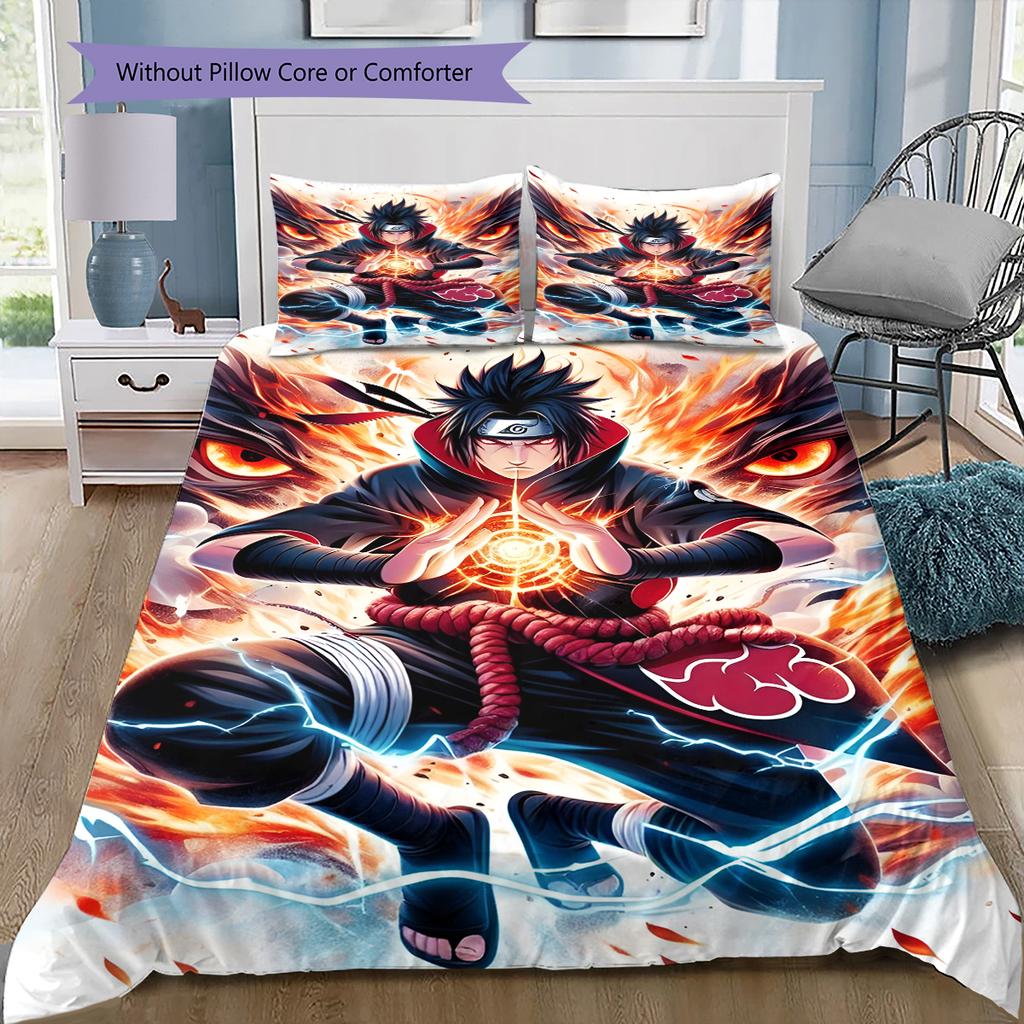 Juego de Ropa de Cama con Estampado de Dibujos Animados Colcha Funda de Colcha Funda de Almohada Decoración del Hogar Regalo de Cumpleaños (1 * funda nórdica + 2 * fundas de almohada, sin núcleo)