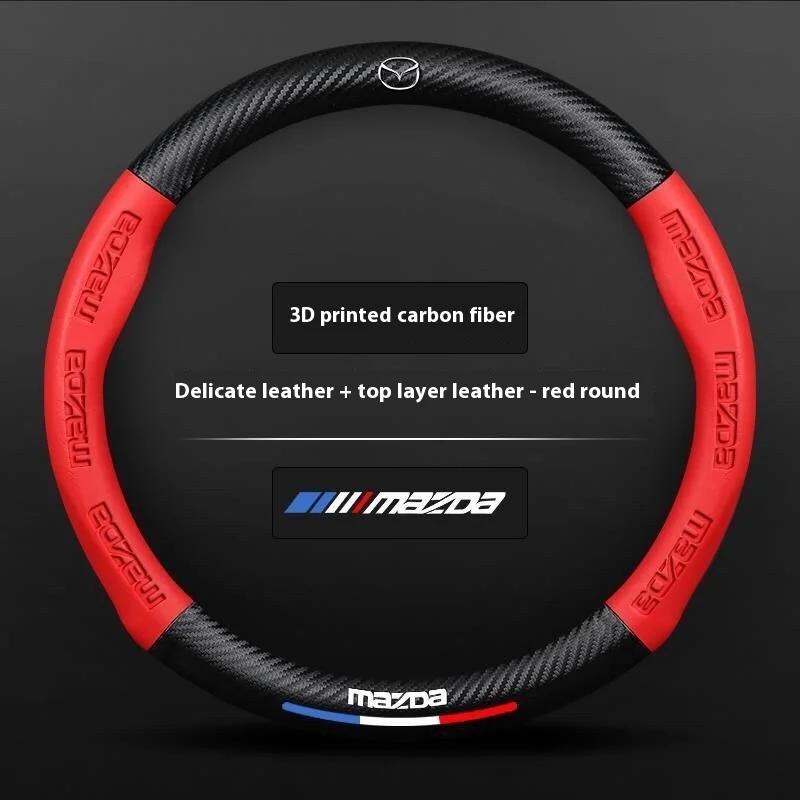 Carbon fiber Leather Car Steering Wheel Cover For Mazda 3 5 6 8 SKYACTIV Axela Atenza CX30 CX5 CX7 CX8 CX9 MX5 BT50 Accessories FF12