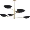 6 Light Pendant Mid Century Modern Raw Brass Sputnik chandelier light Fixture