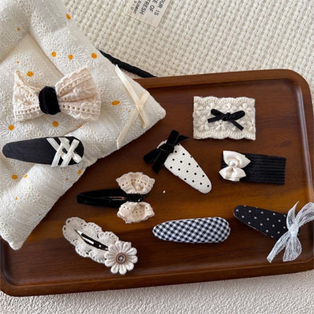 2Pcs/lot Dot Pattern Bow Hairpins Plaid Design Princess Headdress Bangs Clips  Hair Accessories