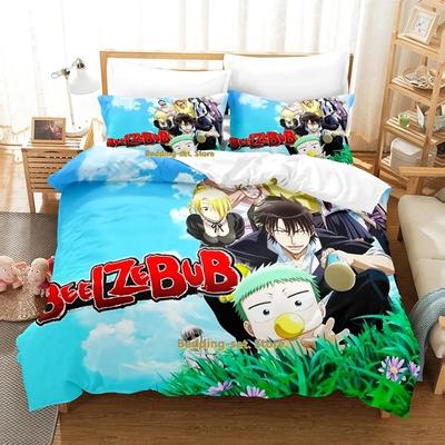 Beelzebub Bettwäscheset Einzelbett Twin Full Queen King Size Bettset Erwachsene Kind Schlafzimmer Bettbezugsets 3D-Druck Anime Bettlaken-Set