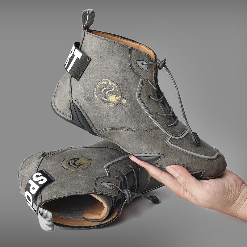 

Модные винтажные модные альпинистские туфли мужские осень-зима 2024 британский стиль эластичный пояс короткие ботинки для спорта на открытом воздухе повседневная обувь 38 серый