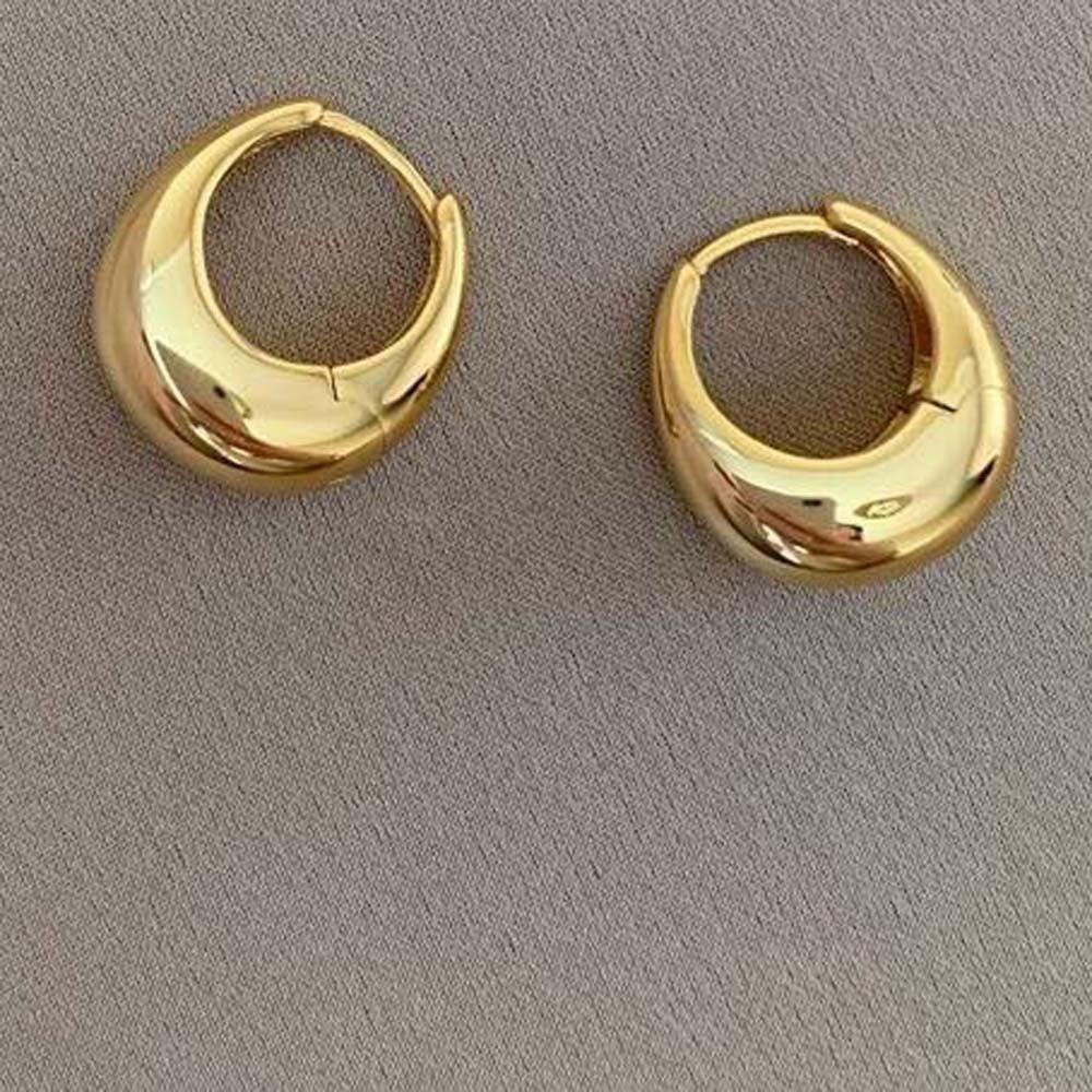925 Silver Needle Golden Round Earrings Waterproof Silver Ear Buckles  Festival Gift