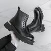 Men’s Retro Punk Thick Sole Platform Boots Cool Elevator Boots Black Brown Motorcycle Boots High Boots Plus Size
