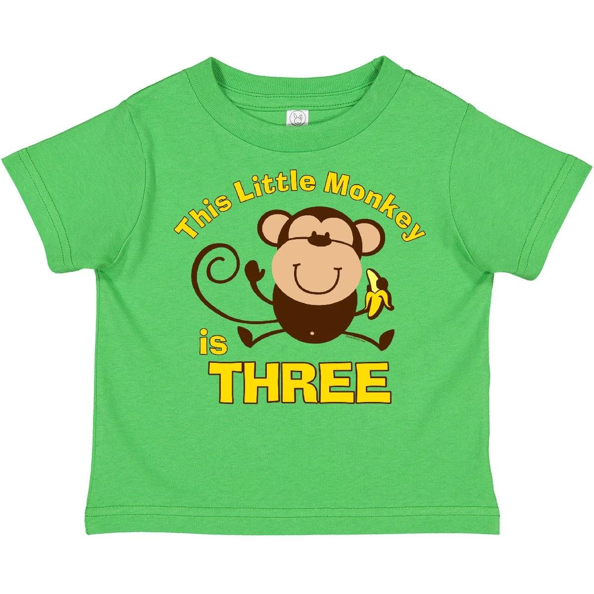 Inktastic Little Monkey 3rd Birthday Boy Toddler kids boys T-Shirt Boys Jungle Safari Kid 100