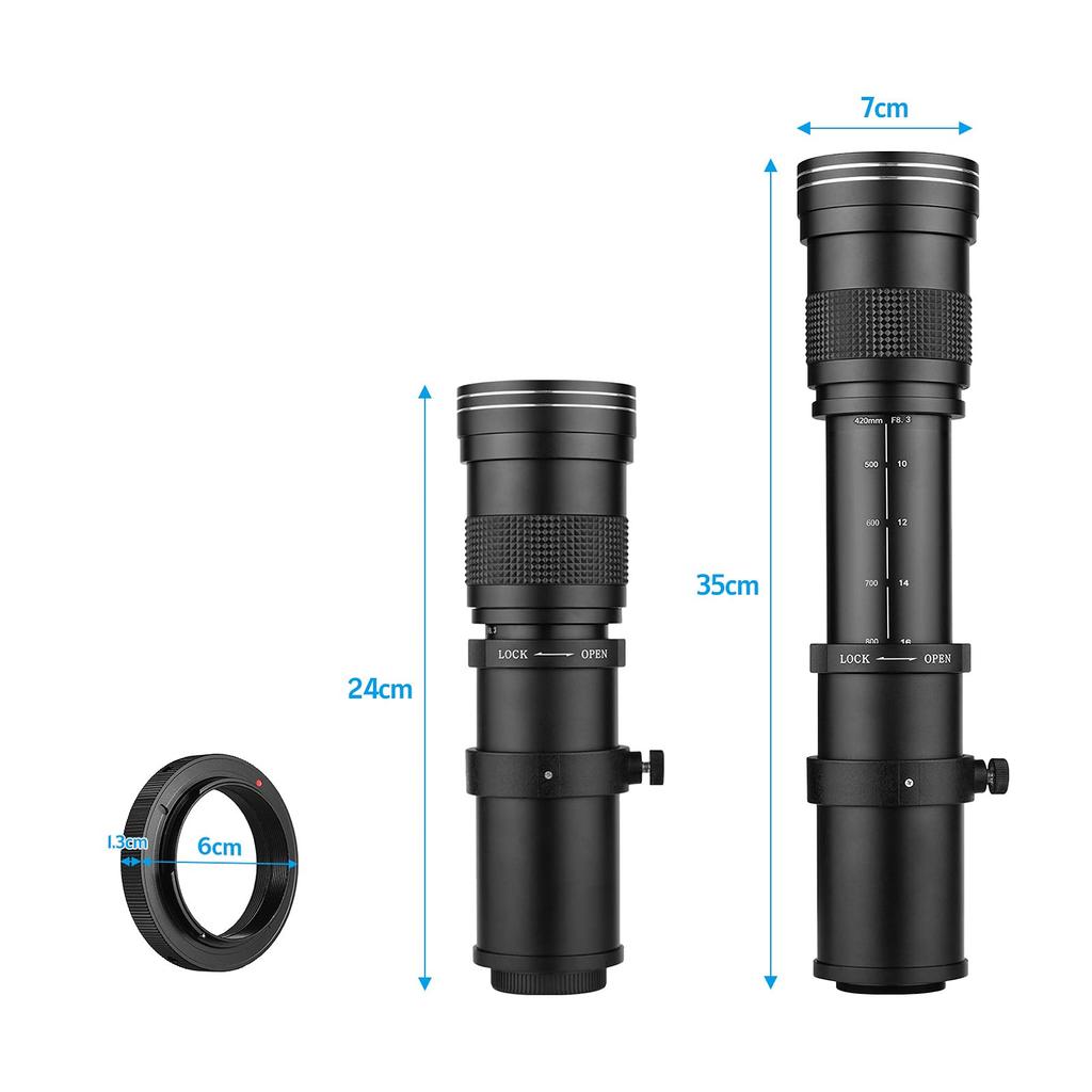 LOUJIN Camera MF Super Telephoto Zoom Lens T2 Mount AI Mount Adapter For Nikon AI Mount Universal Screw Conversion for D50 D90 D5100 D7000 D3 D5100