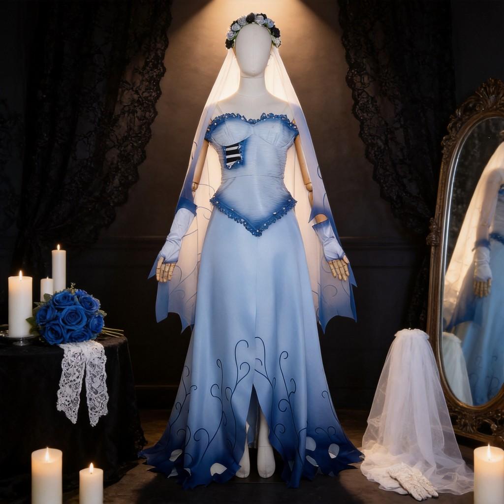 Leichenbraut Emily Cosplay Kostüm Für Halloween Bühnenauftritt Weicher Stoff Für Damen