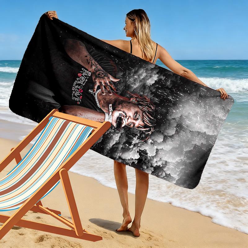 Juice Wrld Print Beach Towel, Large Soft Quick Dry Towel for Beach Camping Swimming
