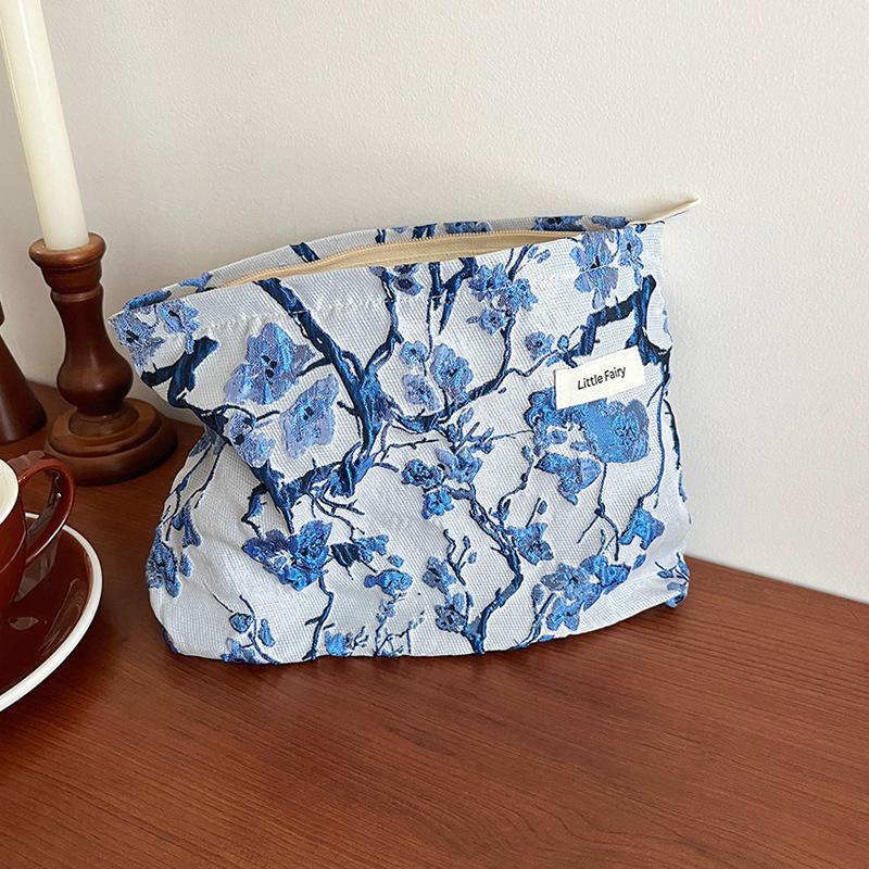 Pink Floral Makeup Bag: Women's Portable, Large Capacity, Small Size Travel Toiletry and Skincare Storage Bag