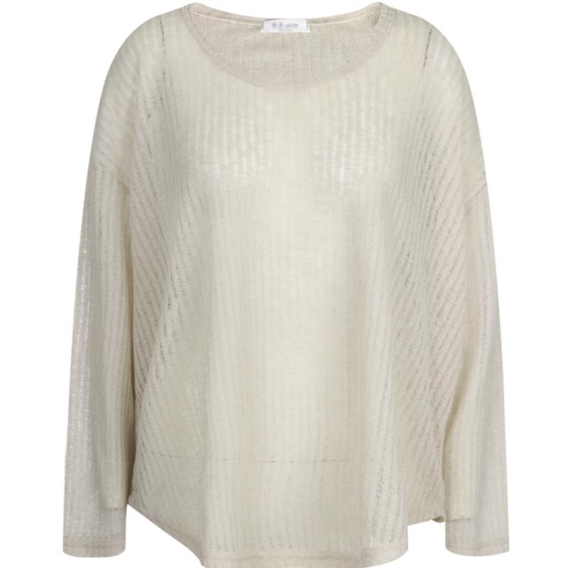 Shop   Women Round Neck Sheer Mesh Long Sleeve Layered Knit Tee Bygo Wkn 21247  