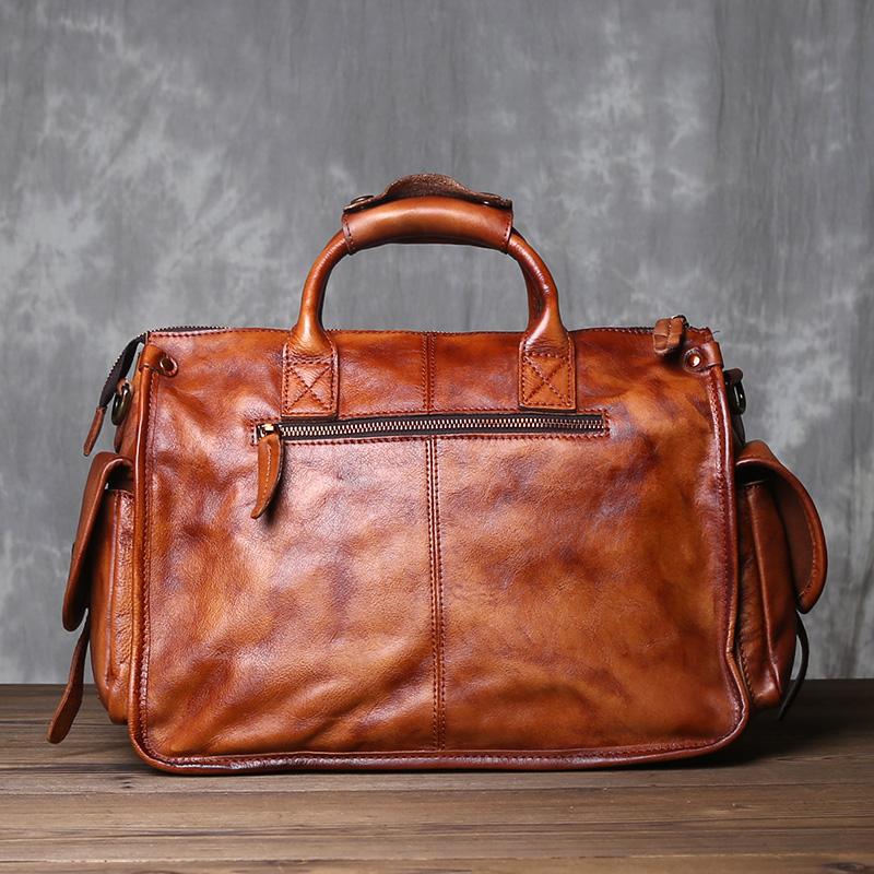 JLFGPJ Borsa a Mano Vintage Lucidatura a Mano Pura Pelle di Mucca Tinta Vegetale Borsa a Tracolla Casual da Uomo Vera Pelle Borsa per Computer
