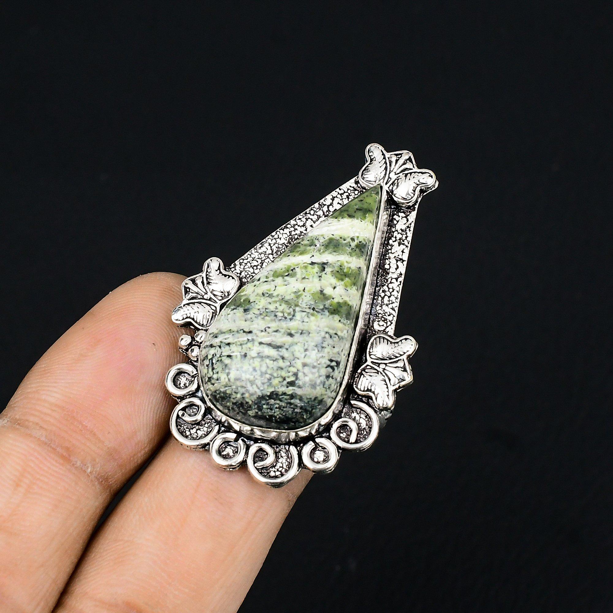 Birthday Gift For Her Natural Green Swiss Opal Promise Ring Size 7 925 Silver 7