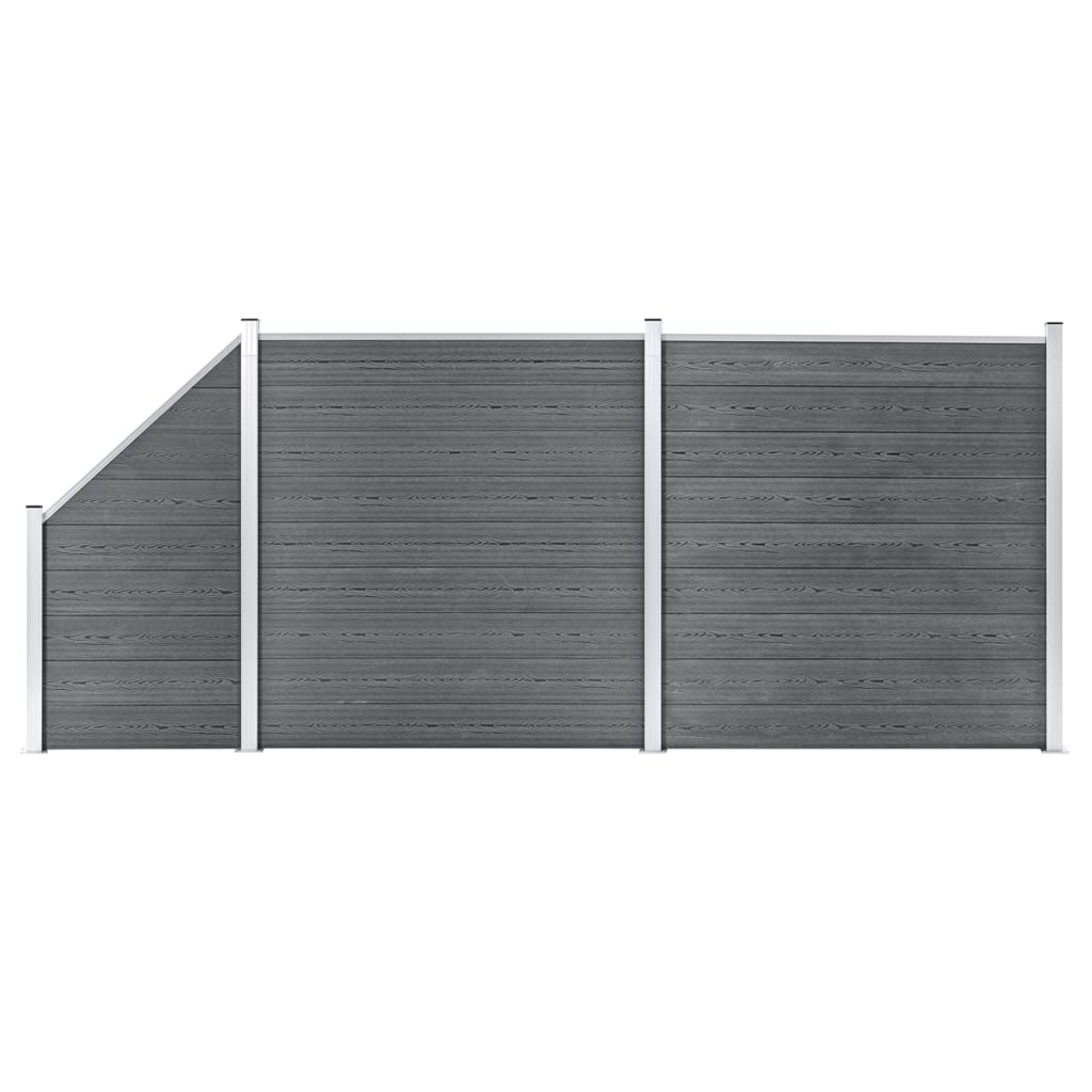 WPC Fence Set 2 Square Panels + 1 Diagonal Panel 446 X 186 Cm Grey