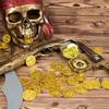10pcs Pirates Gold Coins Plastic Gold Coins Props Game Accessary Funny Playing Toys for Kids Children Gold Coins Props (Golden)