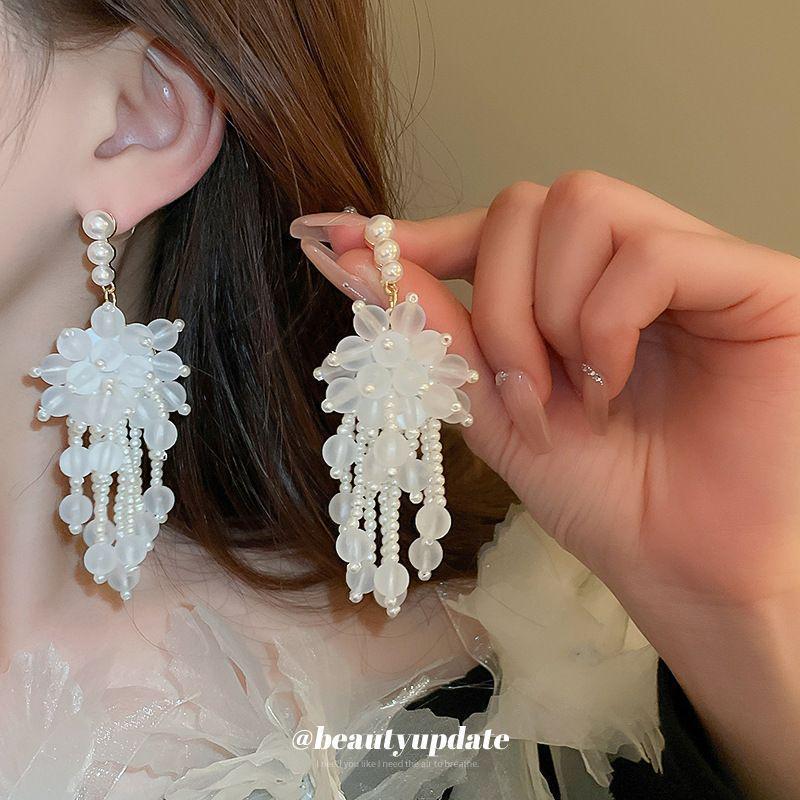 

Ретро серьги «Серебряная игла» с инкрустацией бриллиантами, кристаллами и жемчугом - Роскошные длинные серьги в европейском и американском стиле для женщин