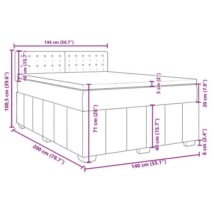 VidaXL Sommier à lattes de lit avec matelas Crème 140x200 cm Tissu 3287110
