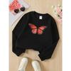 Kids Sweatshirt Round-neck , Orange Butterfly Wing Pattern , Crewneck Sweatshirt, Soft & Comfortable, Versatile Casual Wear , Outdoor Sports