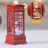 Festive Christmas Telephone Booth Decor Bright Desktop Ornaments Battery Powered Red Telephone Booth Lantern  Party Prop for Home Bedroom