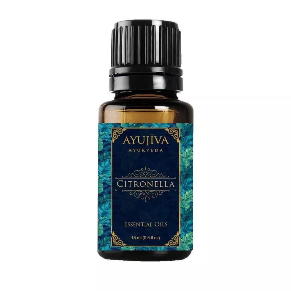 Эфирное масло Цитронеллы (15 мл), Citronella Essential Oil, Ayujiva Ayurveda 34.453125