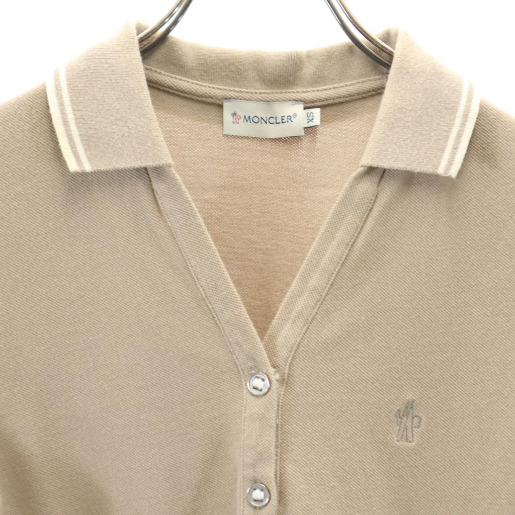 Moncler Short Sleeve Skipper Polo Shirt XS Beige Fawn Women Used
