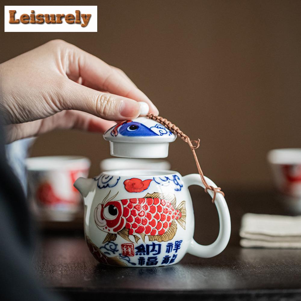 150ml Chinese Dragon Fish Teapot Zen Dargon Egg Pot Tea Soaking Kettle with Ball Hole Kung Fu Tea Tea Items Supplies Decoration